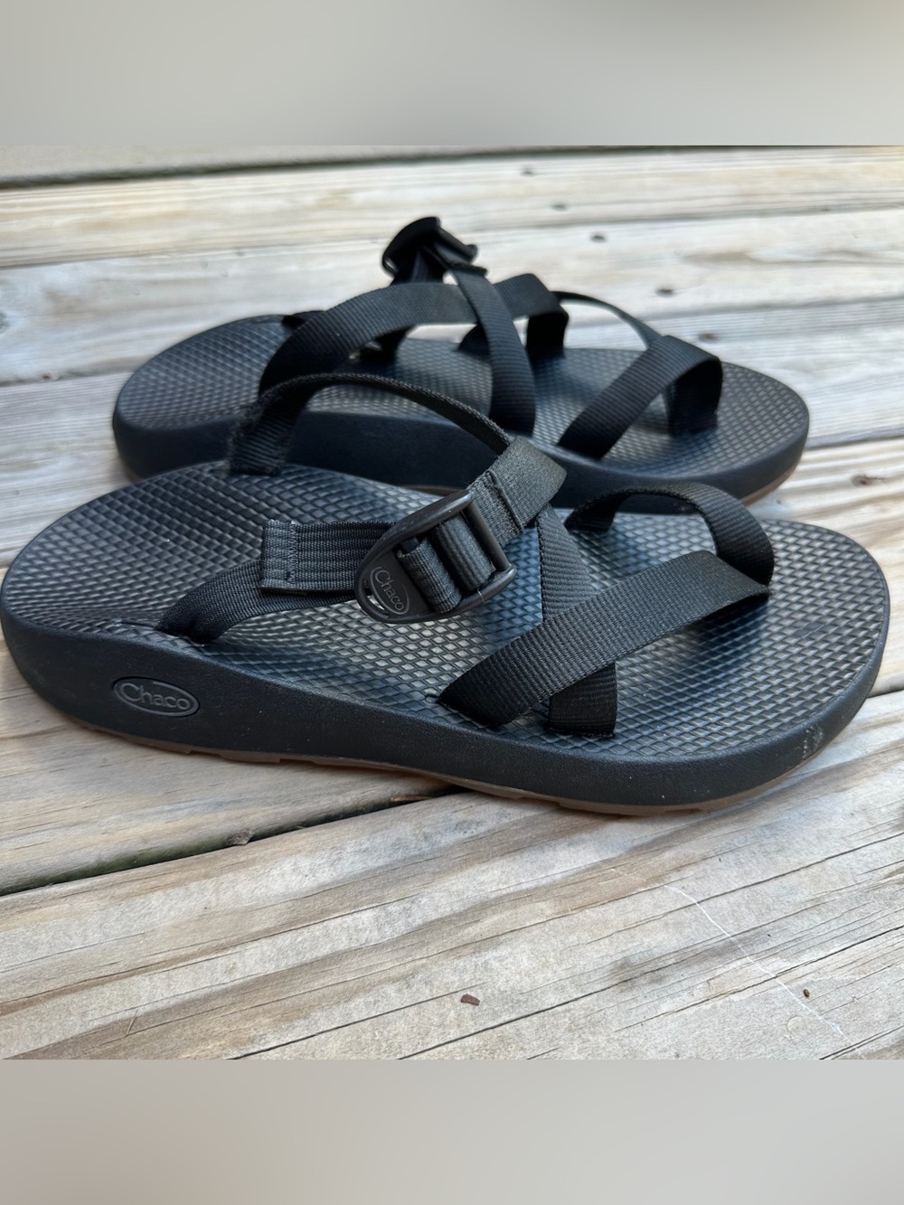 Chaco Tegu Black Athletic Hiking Sport Thong Slide Sandals Slides Mens Size 10
